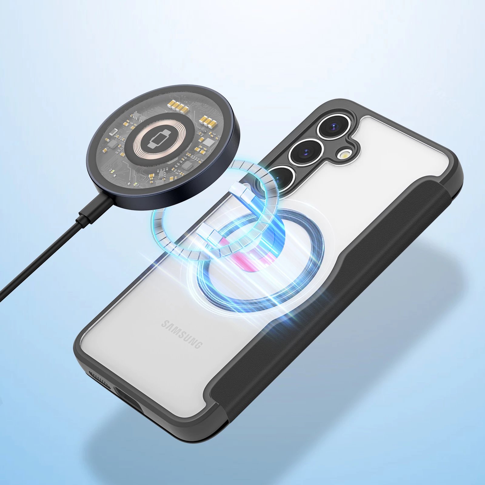 Mbështjellës Dux Ducis Skin X Pro për Samsung Galaxy S25+, MagSafe, portofol, e zezë