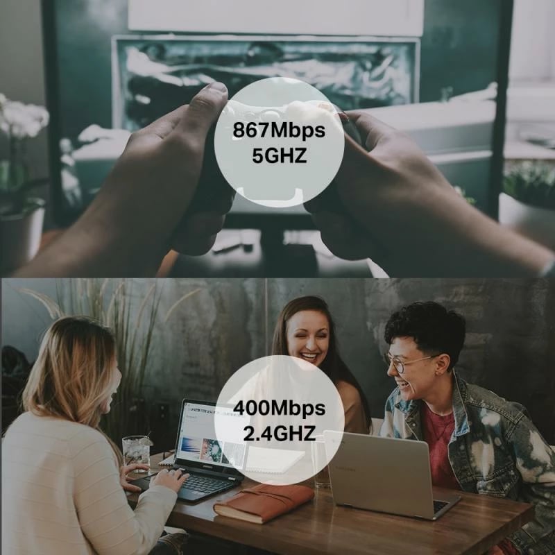 Adapter Wi‑Fi USB, TP-Link Archer T3U, AC1300 dual-band MU-MIMO, USB 3.0, e zezë