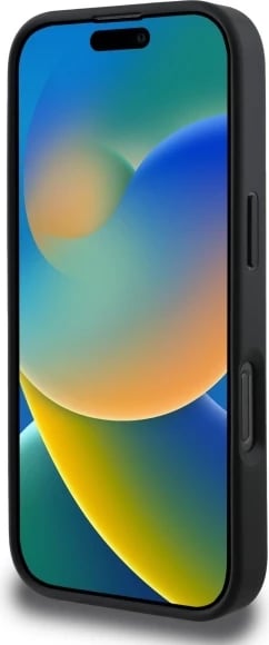 Mbështjellës Guess Peony Script MagSafe për iPhone 16 Pro Max, i zi