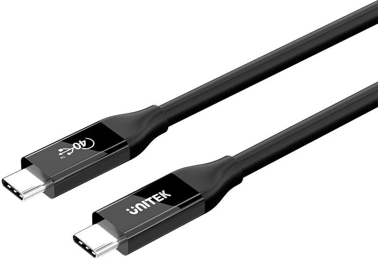 Kabllo USB-C UNITEK C14100ABK01-2M, 2m, USB 4.0, 100W, 40Gbps, e zezë