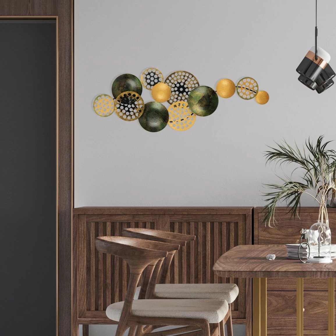 Aksesor dekorativ muri prej metali, Wallity Bronte, CH103-5, shumëngjyrësh, 90x8x42cm