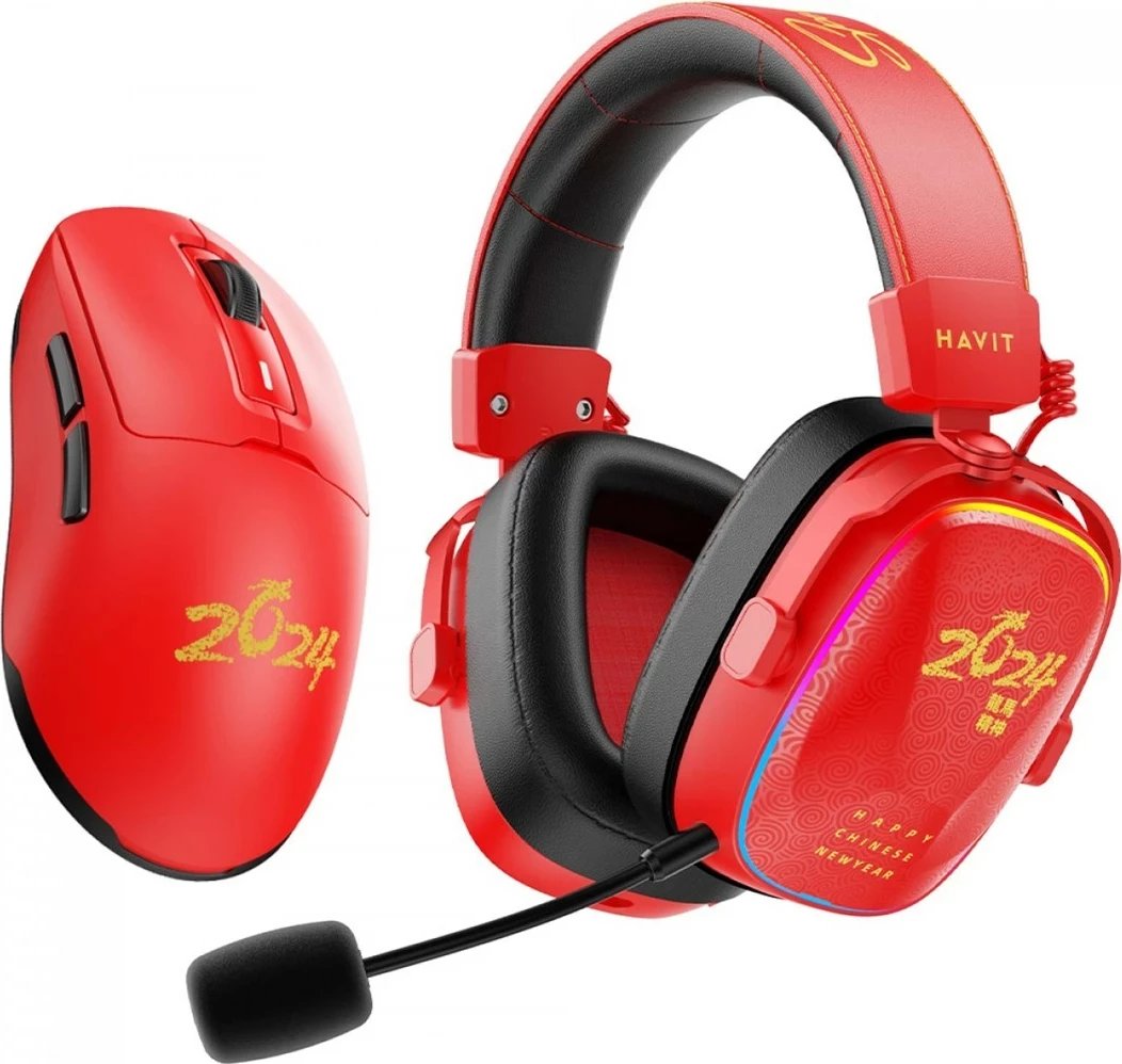Kufje gaming Havit H2039BG, Edicioni i Kufizuar, Multingjyrëshe, me Maus, e Kuqe