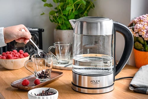 Çajnik elektrik Adler AD 1247 1.7 L kontroll temperature trup xhami inox