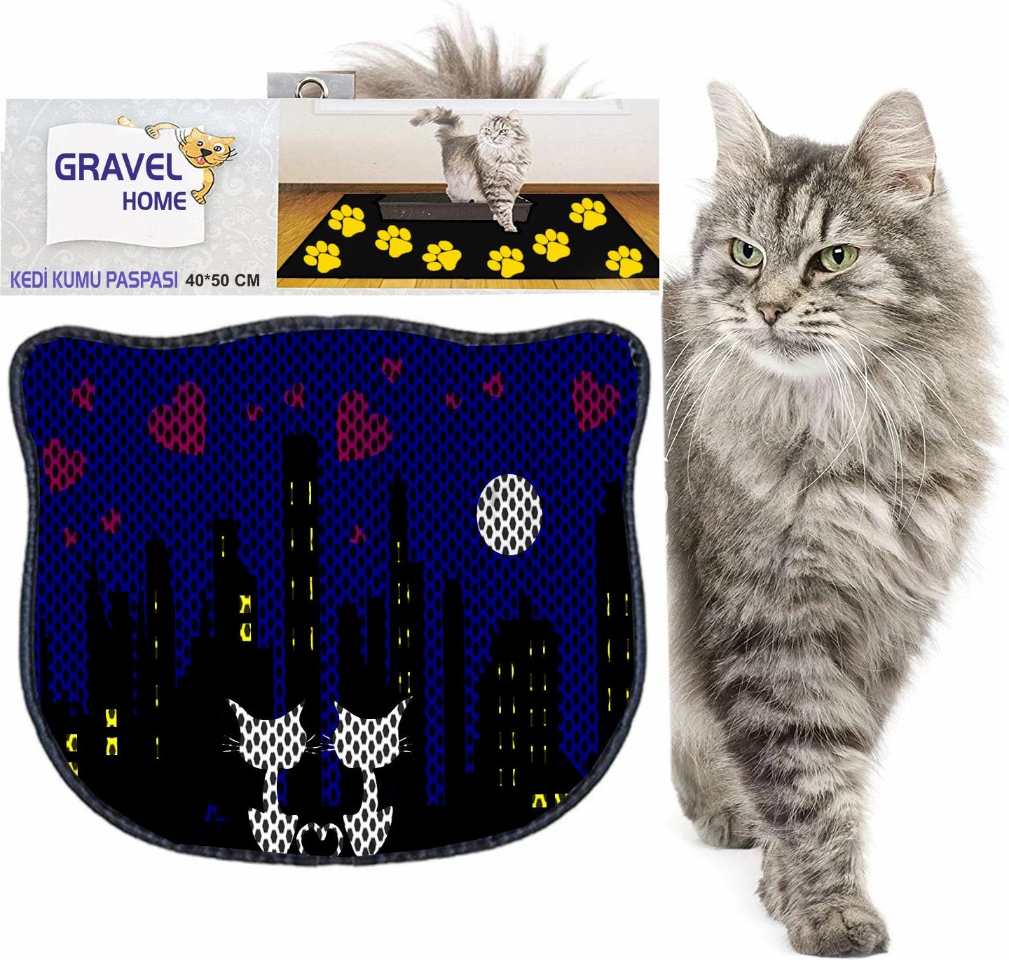 Tapet për rërë mace, shumëngjyrësh, Paws & Whiskers, Kdkafa0254, 40x50cm