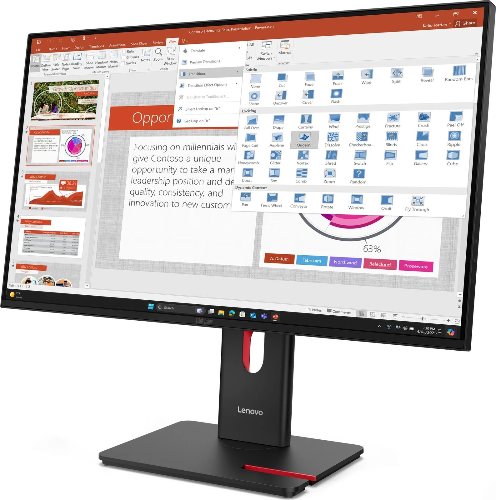Monitor Lenovo ThinkVision T27-40, 27 inç, IPS, Full HD, HDMI, DisplayPort, USB Hub, Eclipse Black