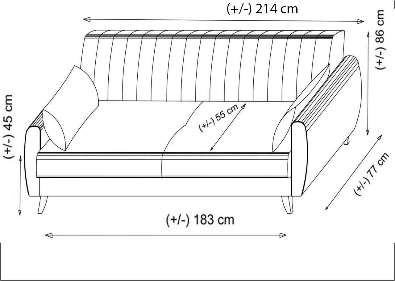 Divan 3-vendësh, shtrat, Atelier del Sofa, Alkon, ngjyrë gri e çelët
