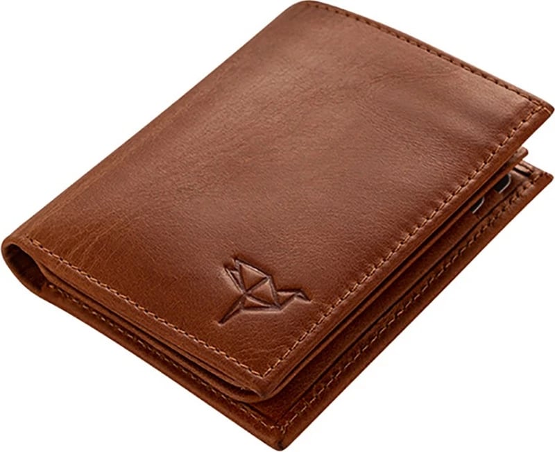 Portofol për burra, lëkurë natyrale, ngjyrë tan, Zoozie Bags, Gomez