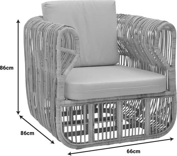 Fotelë Fajole ngjyrë natyrale rattan-jastëk bezhë 86x86x66cm