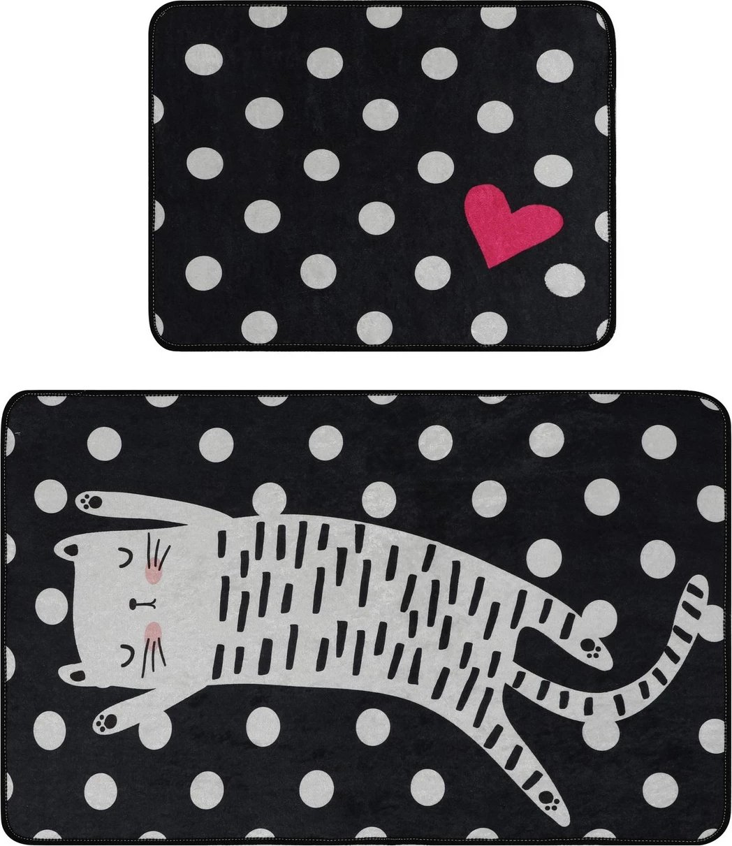 Set tapetash për banjo, 2 copë, dizajn me mace me pika, Mijölnir