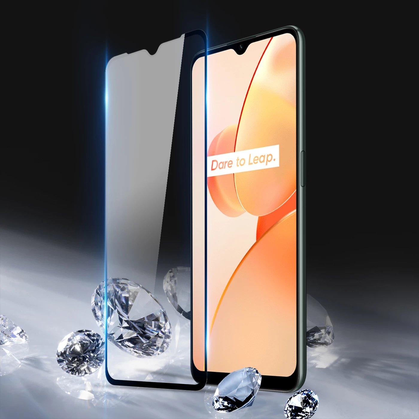 Xham i temperuar Dux Ducis 9D, për Realme C31, me kornizë të zezë