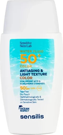 Krem mbrojtës me ngjyrë për fytyrë Sensilis Water Fluid SPF50+, unisex, 40ml