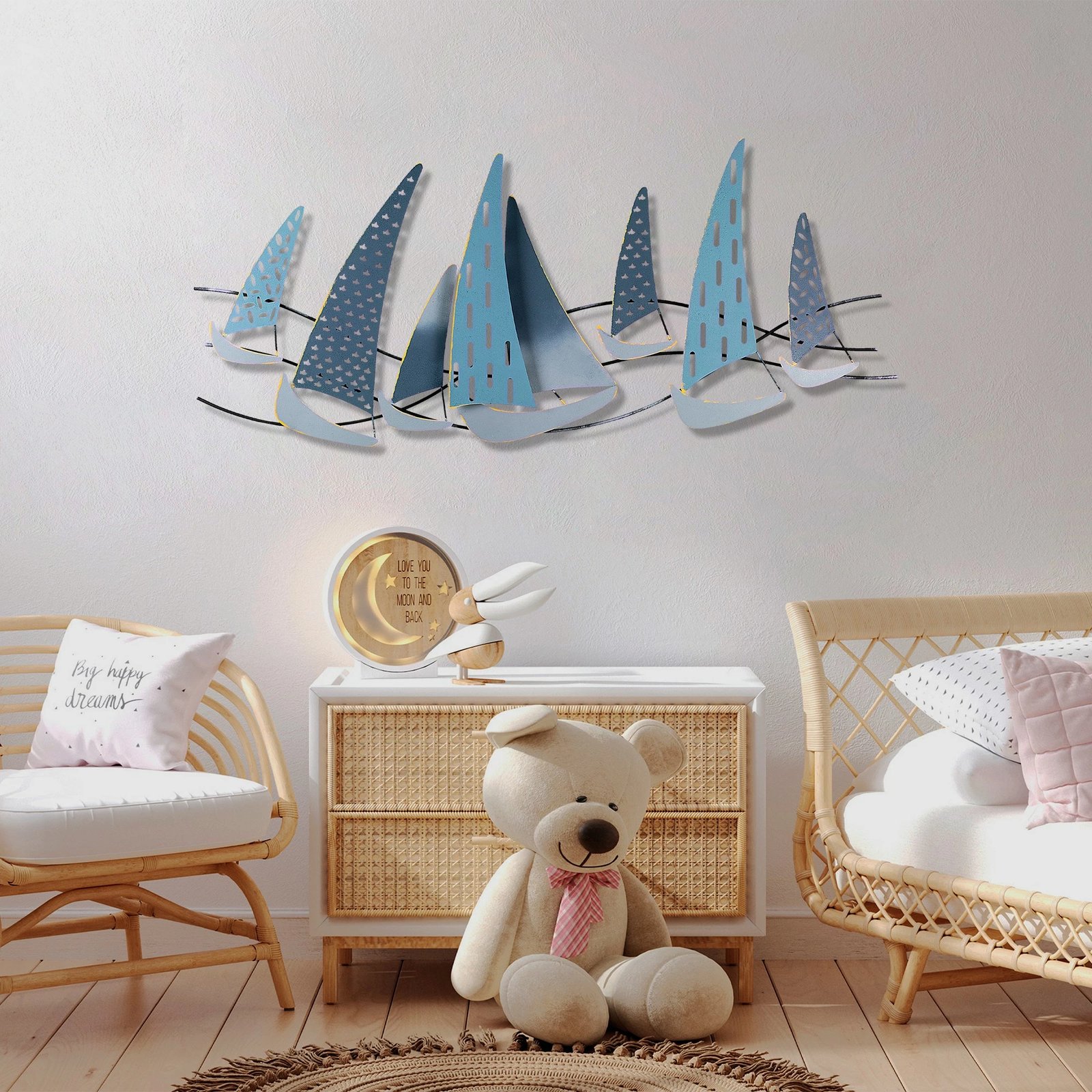 Aksesor dekorativ metalik për mur, Wallity Uskuna 3, shumëngjyrësh, 51x120cm