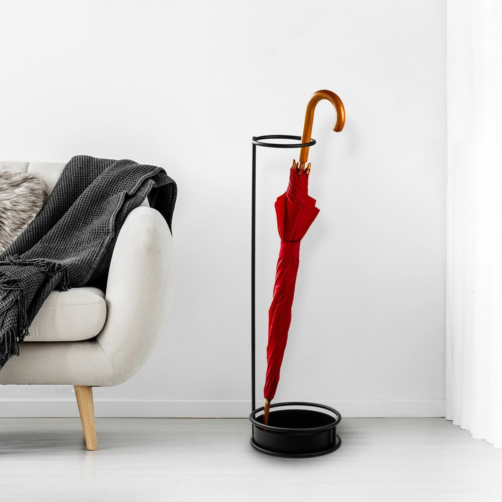 Stendë për ombrella, metalike, e zezë, Evila Originals, 22x22x75cm