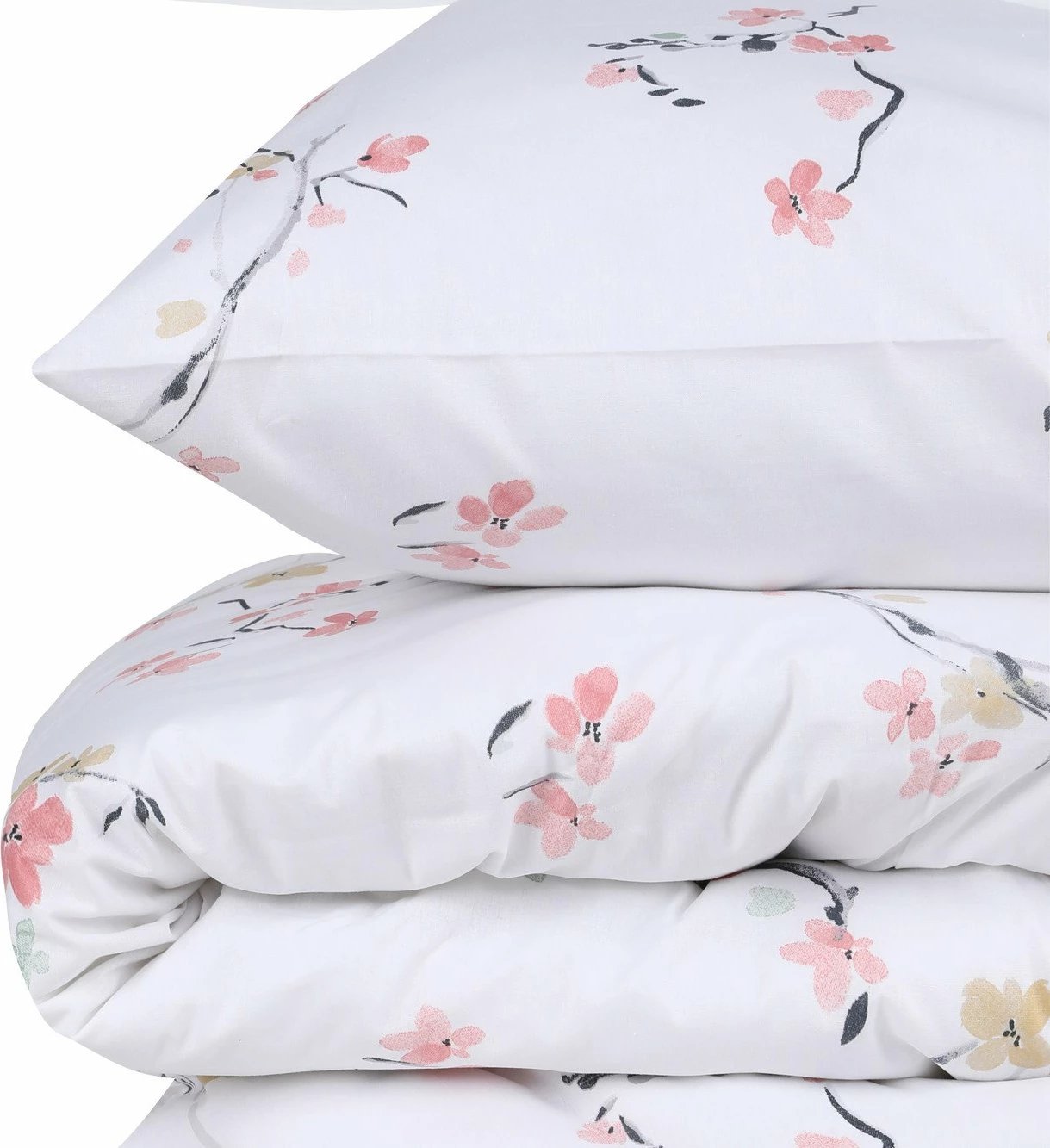 Set mbulesë për jorgan king, ngjyrë e bardhë dhe salmon, L'Essentiel Linge de Maison, Jasmine