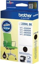 Kartushë boje Brother LC229XL-BK rendiment i lartë 2400 faqe, e zezë