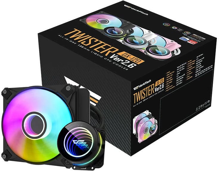 Kasë ftohëse me ujë Aigo Darkflash DX120 V2.6, RGB, e zezë