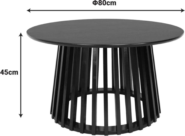 Tavolinë kafeje Domonic, MDF, ngjyrë e zezë, 80x45cm