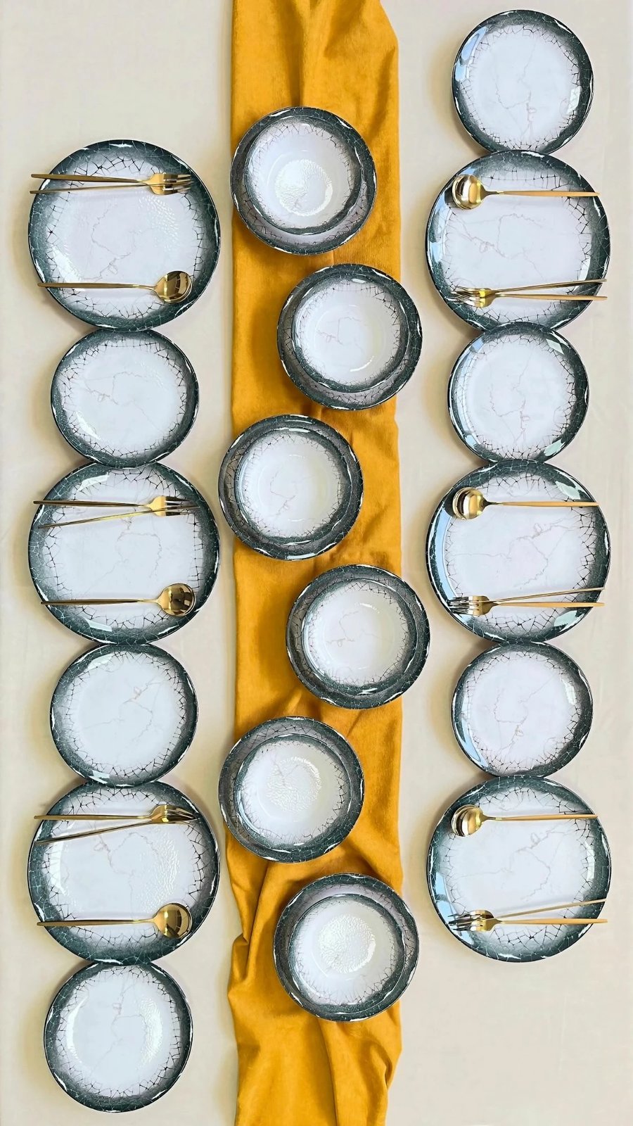 Set enësh për drekë (24 copë), Hermia Concept, Albertus 24YT, bardhë-antracit