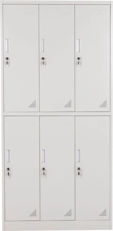 Dollap metalik BRAILA FH5546.11 6 kabinete me çelësa, ngjyrë gri e lehtë, 90x45x185H cm