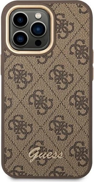 Mbështjellës Guess GUHCP14LHG4SHW për iPhone 14 Pro 6.1", 4G Vintage Gold Logo, Kafe