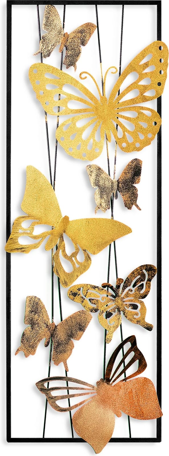 Aksesor dekorativ metalik për mur, flutura, shumëngjyrëshe, Wallity, Kelebek 2