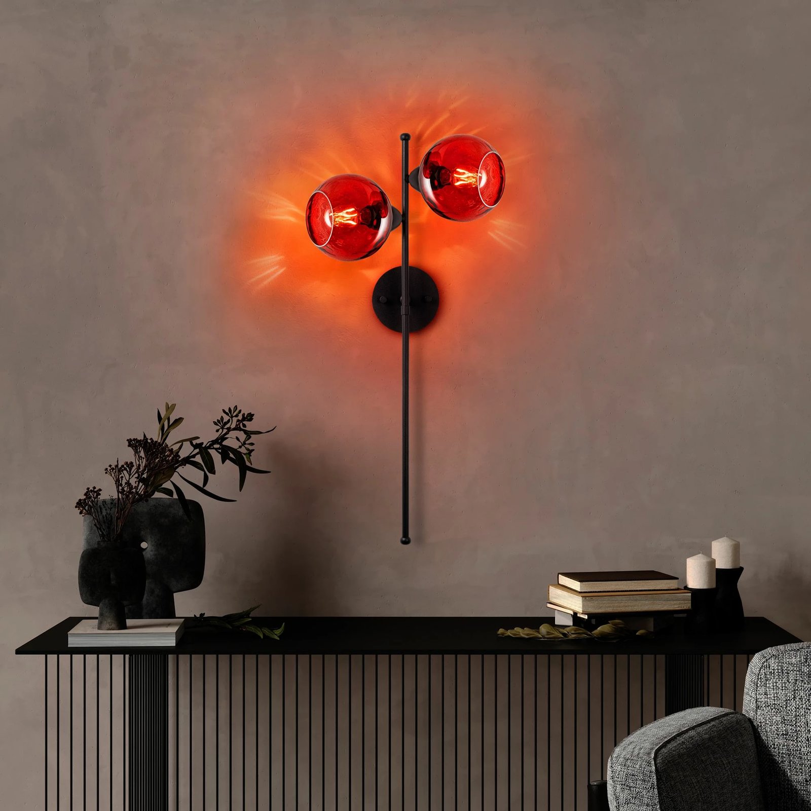 Llambë muri Opviq Benek, e kuqe dhe e zezë, 35x21x72cm