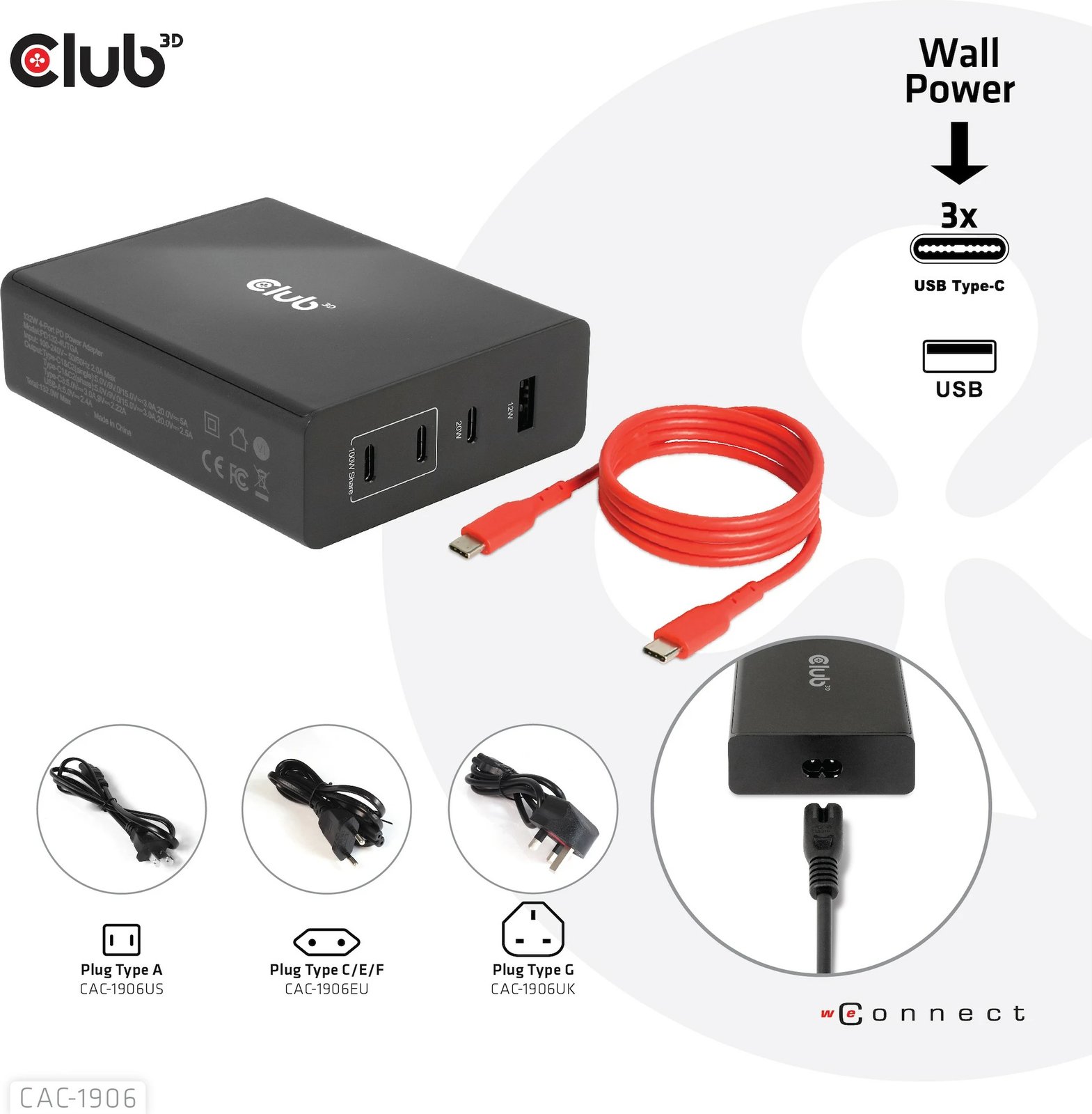 Karikues Club3D 3xUSB Type-C 1xUSB Type-A PD 132W GaN i zi
