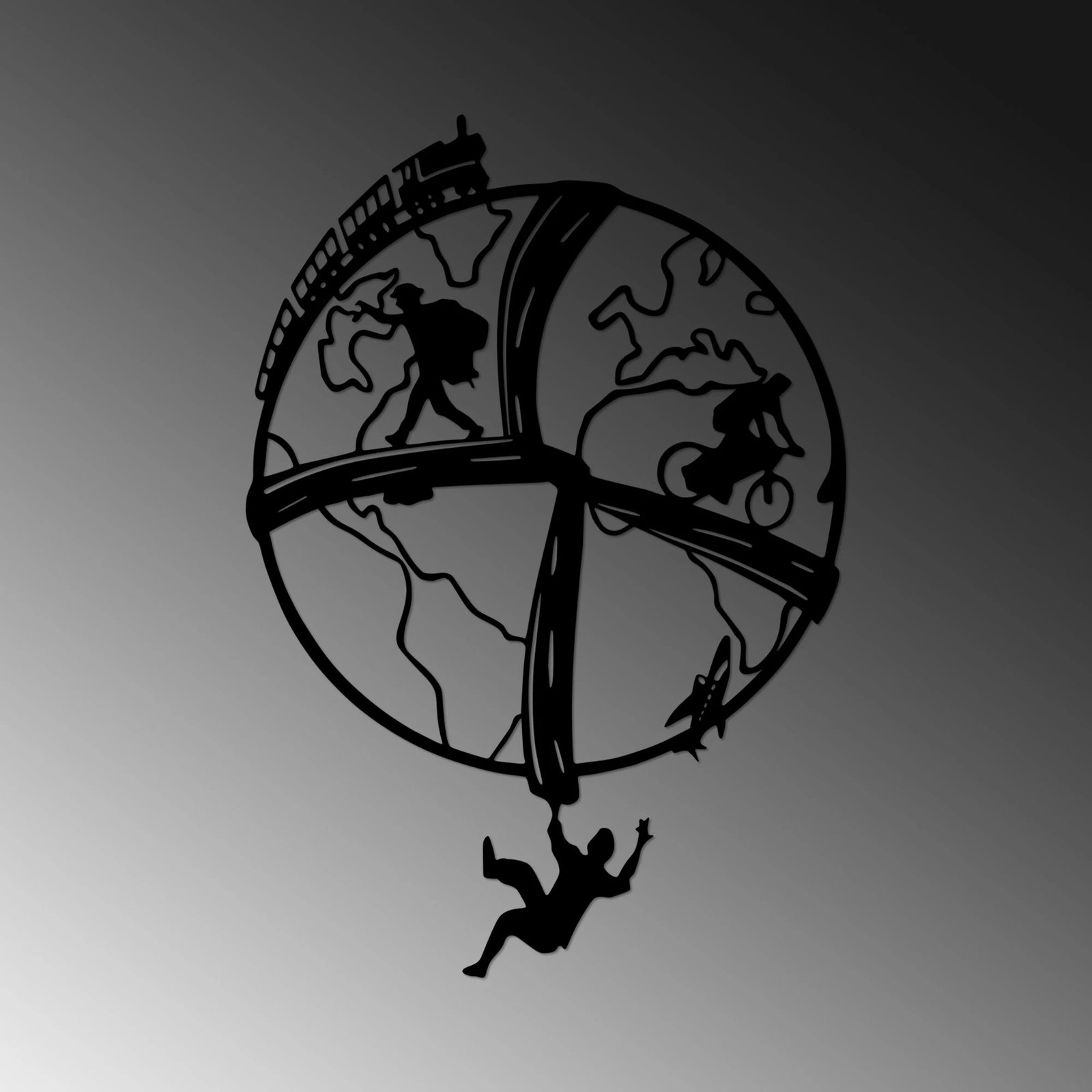 Aksesor dekorativ metalik për mur, Travel The World, Wallity, 46x66cm