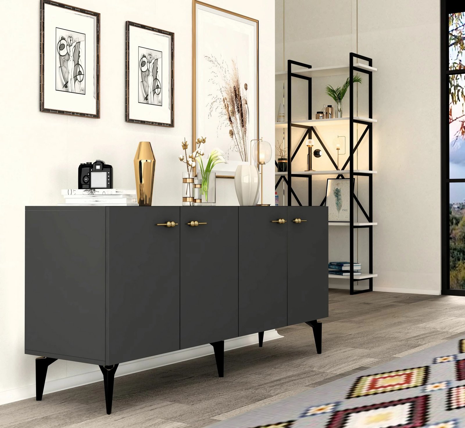 Konsolë Skye Decor, ngjyrë antracit, Rüya