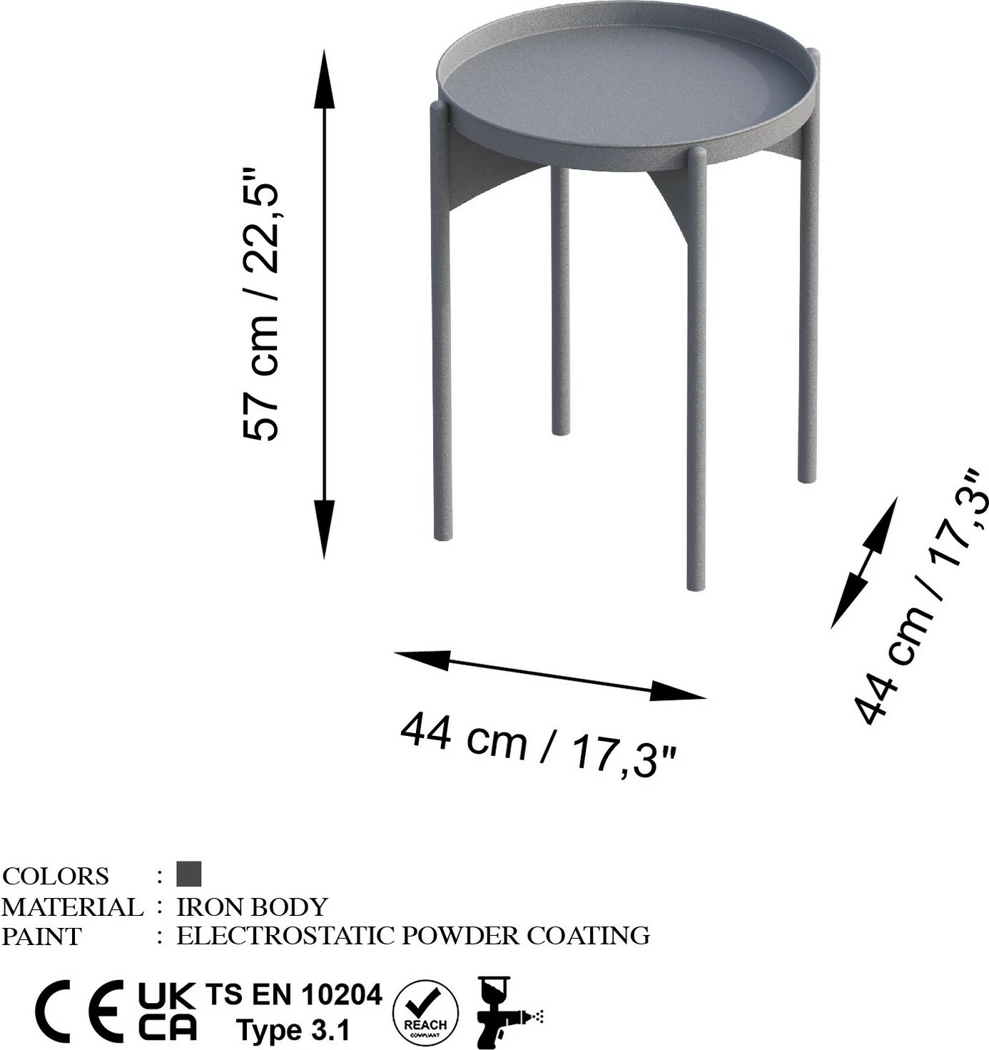 Tavolinë kafeje Hanah Home, SHB-002-D, ngjyrë gri