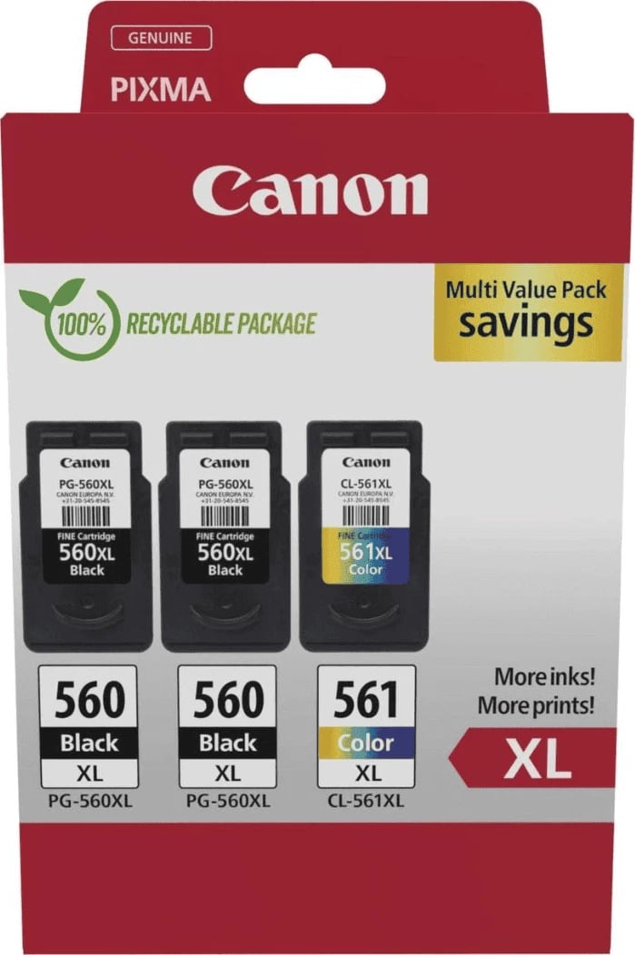 bojë printeri, Canon, PG-560XL/CL-561XL 3712C009, XL multipack, 2xBlack, Cyan, Magenta, Yellow