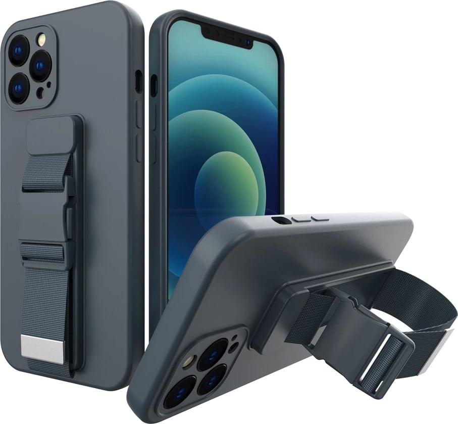 Mbështjellës Hurtel për iPhone 12 Pro Max me litar, Blu e errët