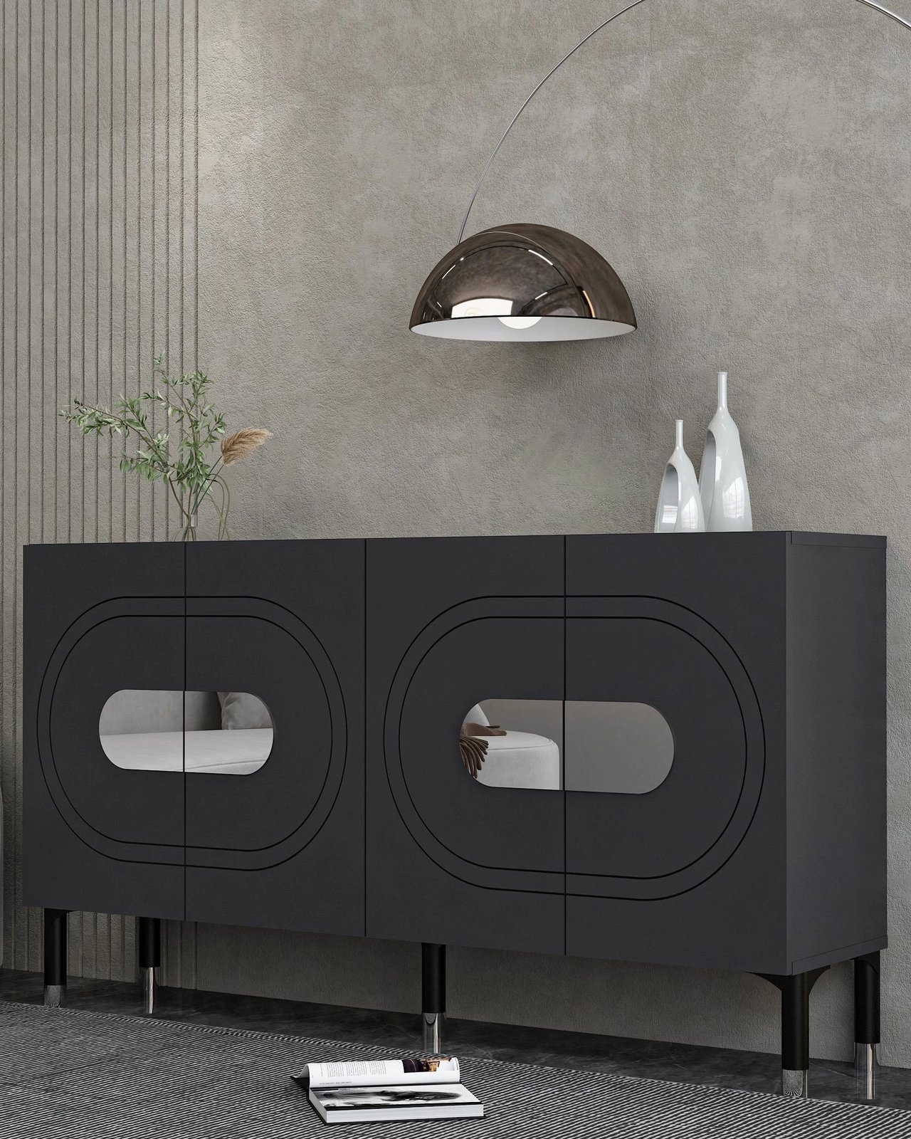 Konsol Skye Decor, antracit, argjend