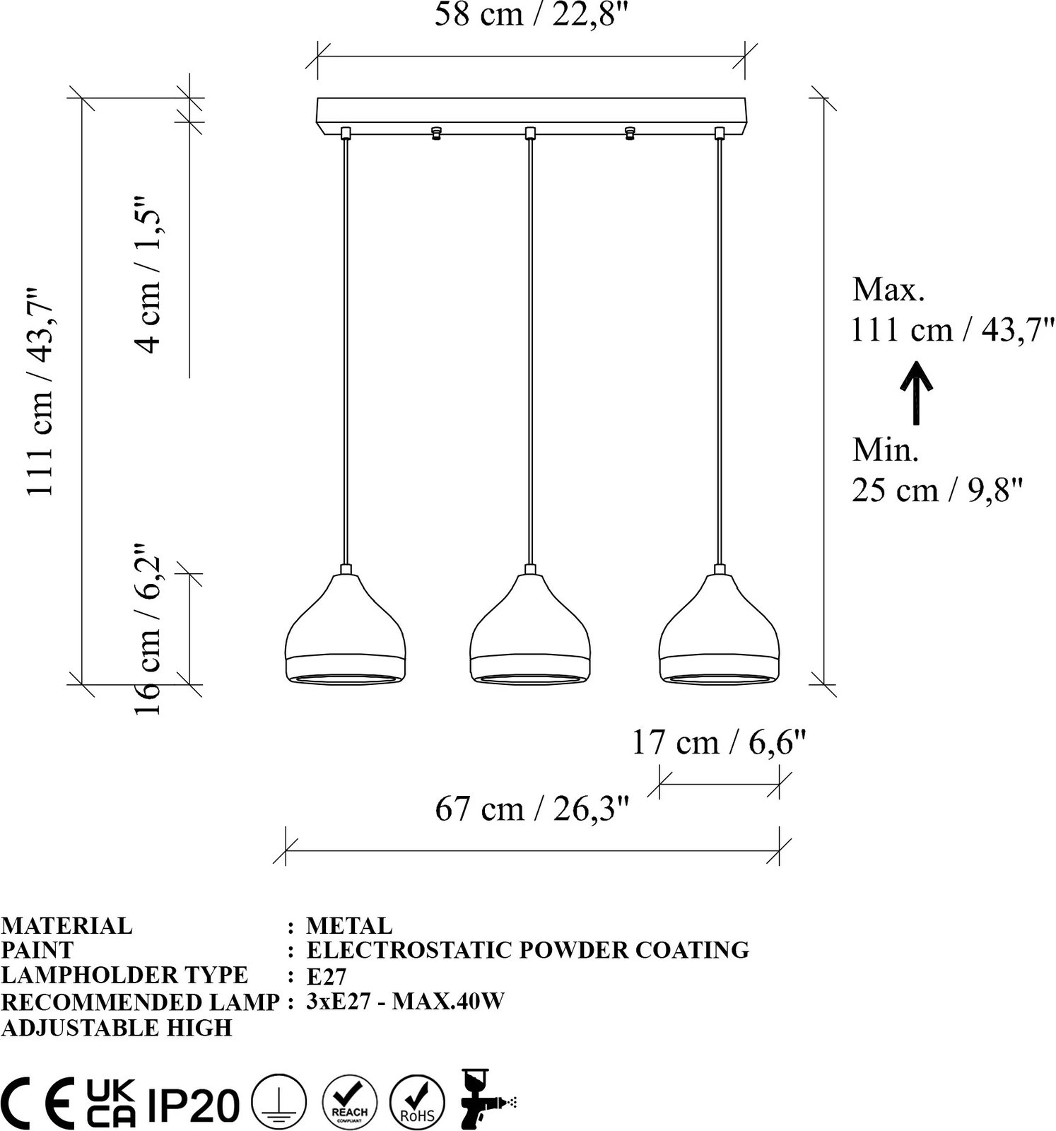 Llambë tavani Opviq, Yildo - M-6880, metalike, e bardhë