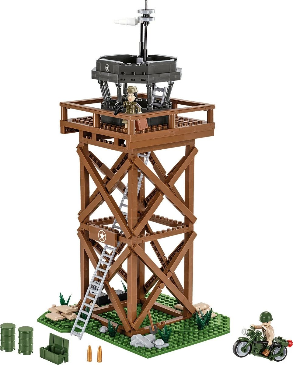 Set lodrash ndërtimi Cobi Klocki U.S. Control Tower, 664 pjesë, me figurina dhe motoçikletë Set lodrash ndërtimi Cobi Klocki U.S. Control Tower, 664 pjesë, me figurina dhe motoçikletë
