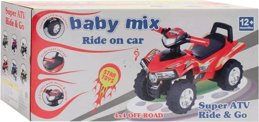 mjet lëvizës quad, Baby Mix, me tinguj dhe drita, 12–36 muaj, deri 27 kg, Blu