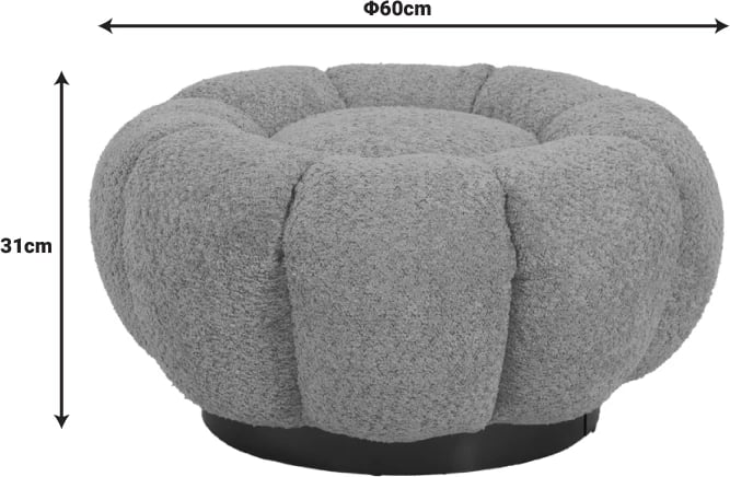 Stool Nester, pëlhurë boucle e bardhë, 60x31cm