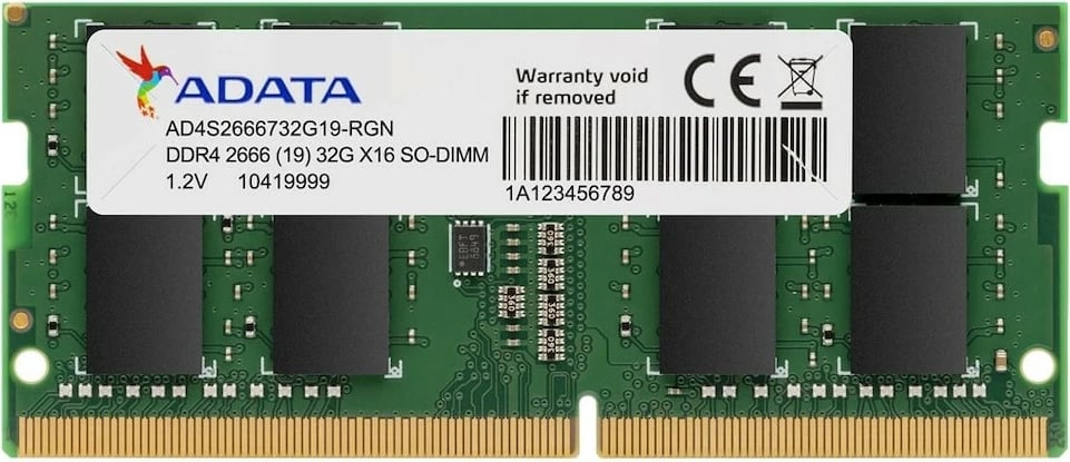 RAM Memorje SODIMM DDR4, Adata, AD4S320032G22-SGN, 32GB 3200MHz CL22, për laptop, njësi e vetme