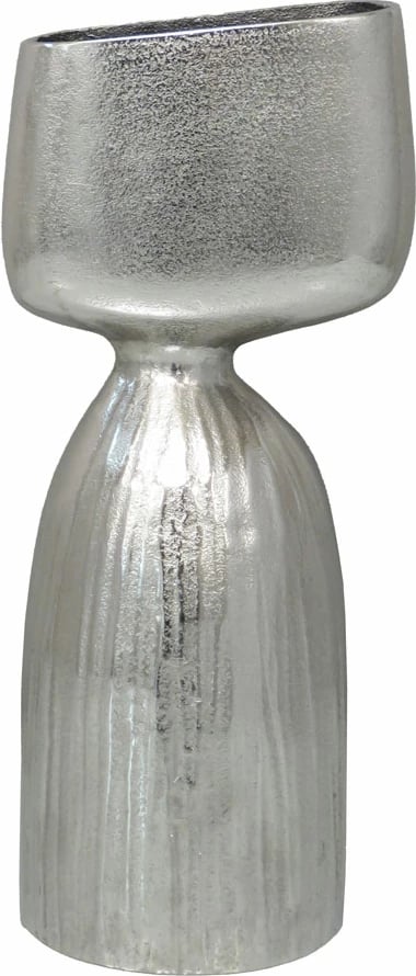 Vazo COBI, alumin, ngjyrë argjendi, 16x13x38 cm