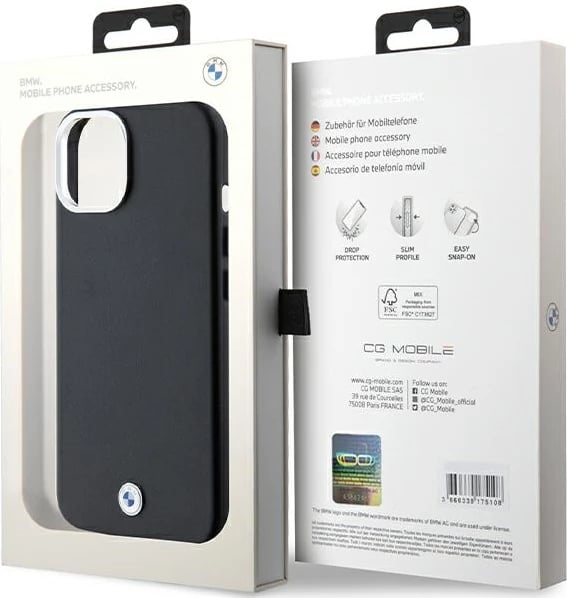 Mbështjellës BMW Signature Wrapped Metal MagSafe për iPhone 15 Plus / 14 Plus, i zi