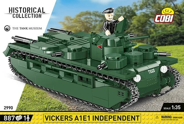 Set ndërtimi Cobi Vickers A1E1 Independent, 887 pjesë, me figurë, Jeshile