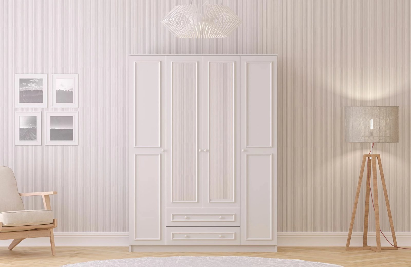 Dollap rrobash Skye Decor, ngjyrë e bardhë mat, RB-186-03