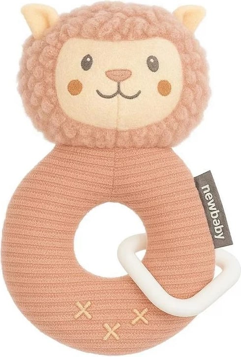 Lodër me zile për bebe, New Baby, Lama (Lama Toys), e butë pelushi, kapje e lehtë, shumëngjyrëshe