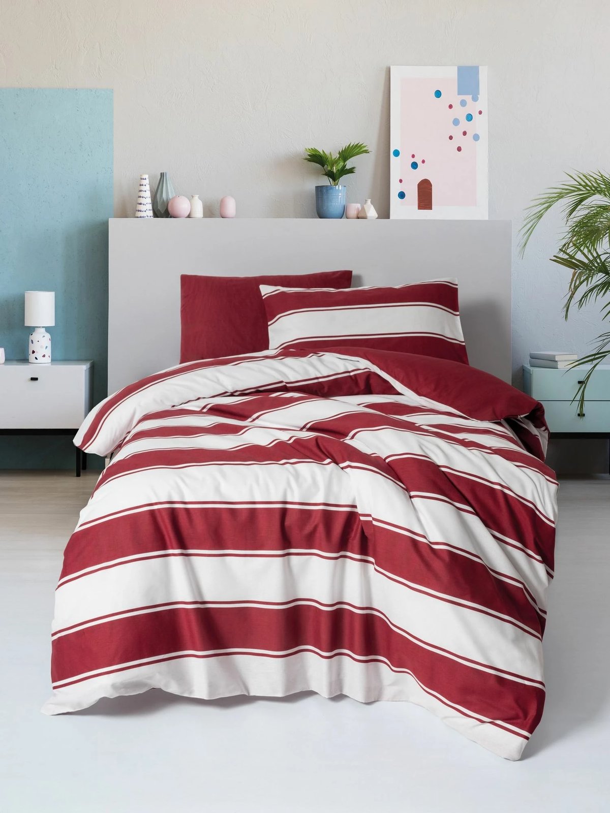 Set mbulesë jorgan XXL njësh, ngjyrë e kuqe dhe e bardhë, L'essentiel, Jolly