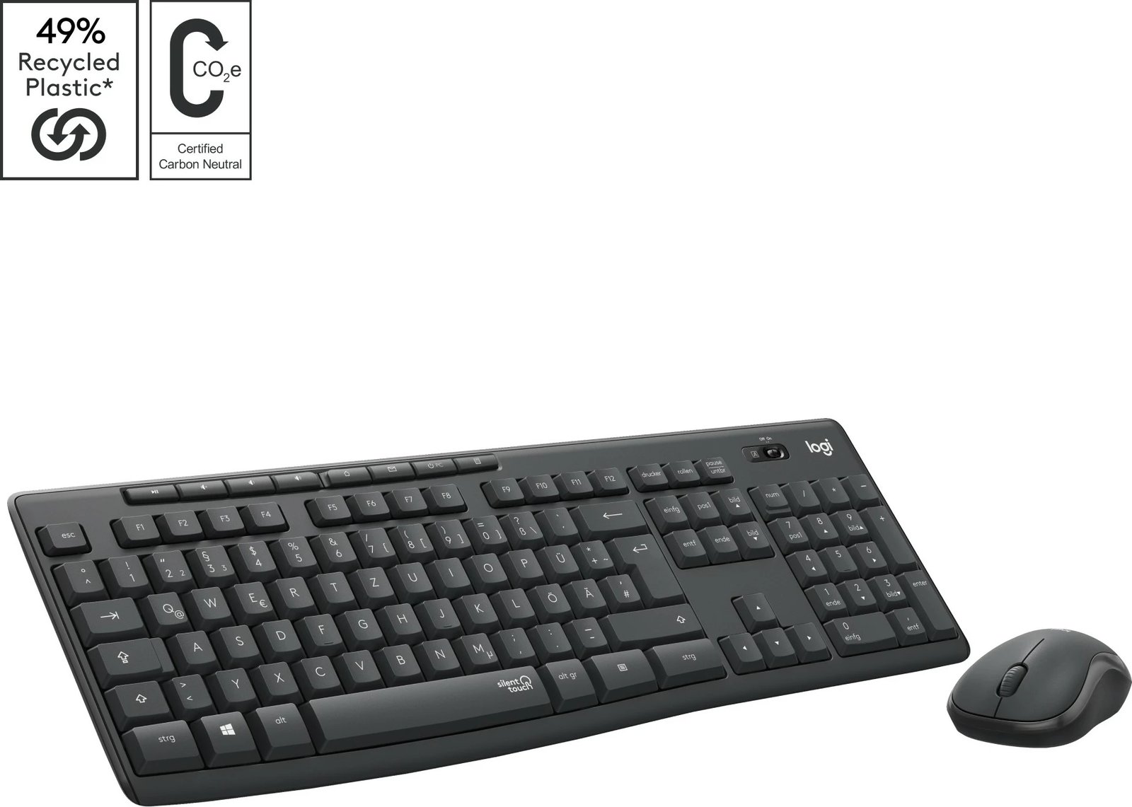 Set tastierë dhe maus Logitech MK295 Silent Wireless Combo, QWERTZ, i zi