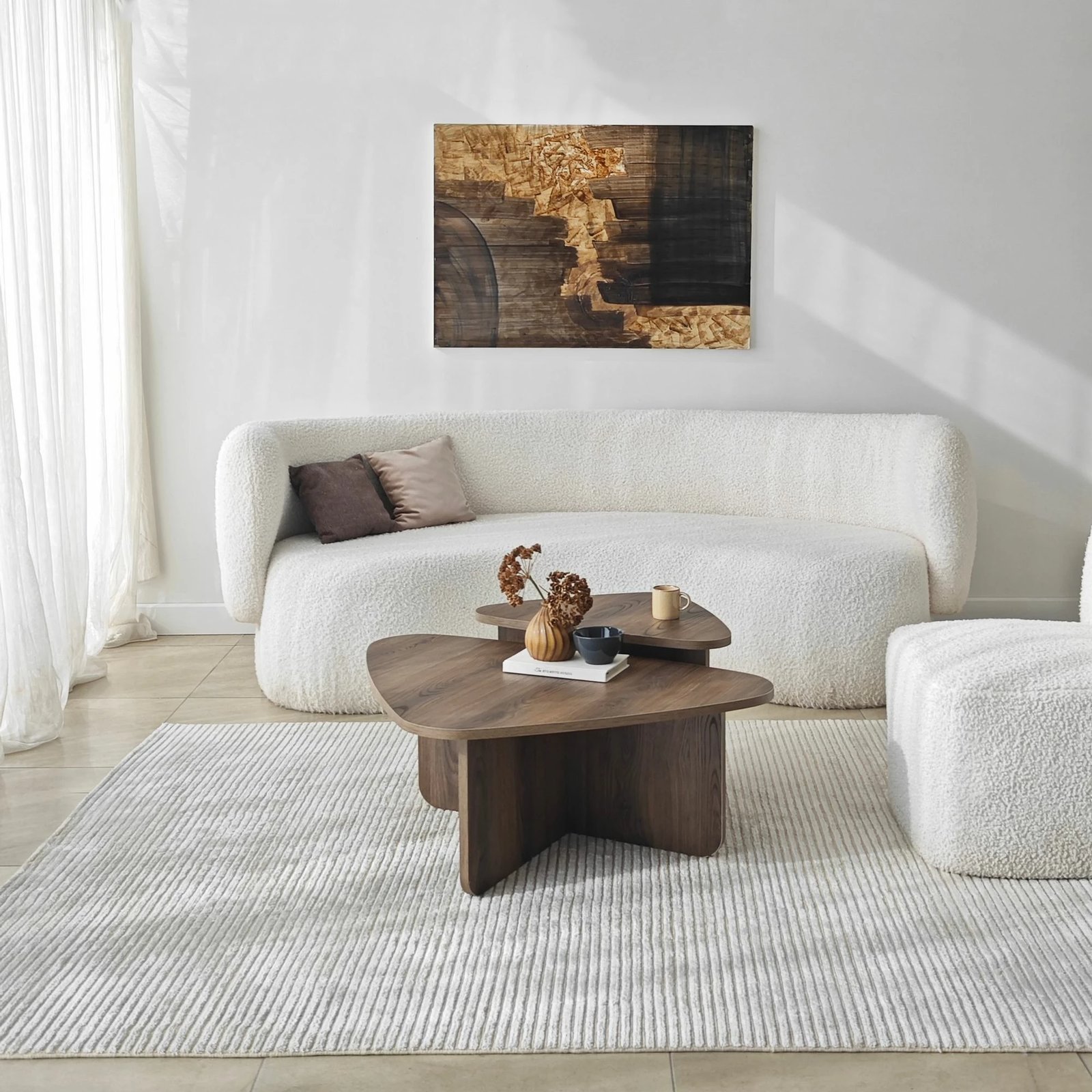 Set tavolinash kafeje Hanah Home, Ballare, ngjyrë arre