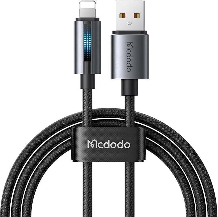 Kabllo Mcdodo CA-5660 USB-A në Lightning me dritë LED, 1.2m, e zezë