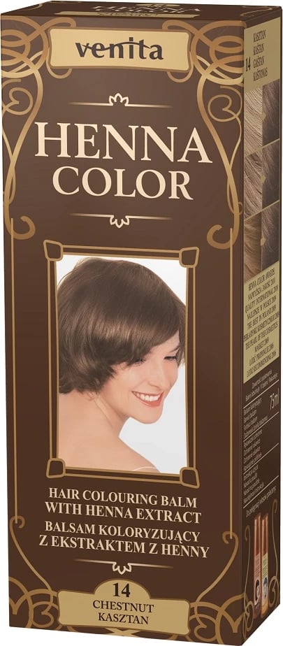 Balsam ngjyrosës për flokë për femra Venita Henna Color 14 Chestnut, 75ml