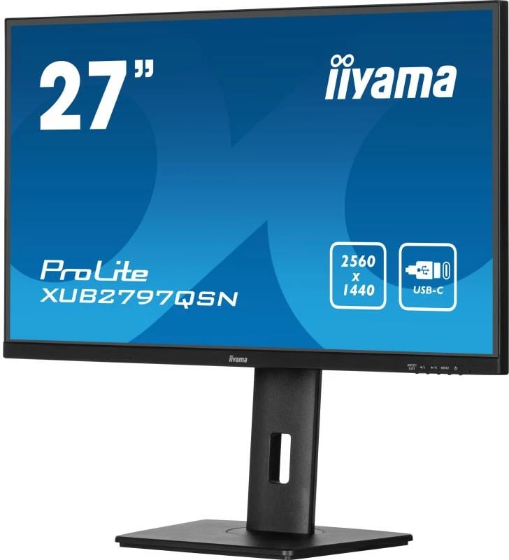 Monitor iiyama ProLite XUB2797QSN-B2 27" QHD 2560x1440 IPS USB-C dock DP-out rregullim lartësie PIVOT, e zezë