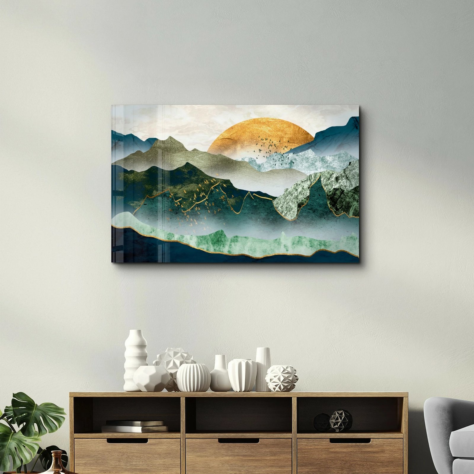 Pikturë dekorative prej xhami të temperuar, shumëngjyrëshe, CAM-1060, 46x72cm